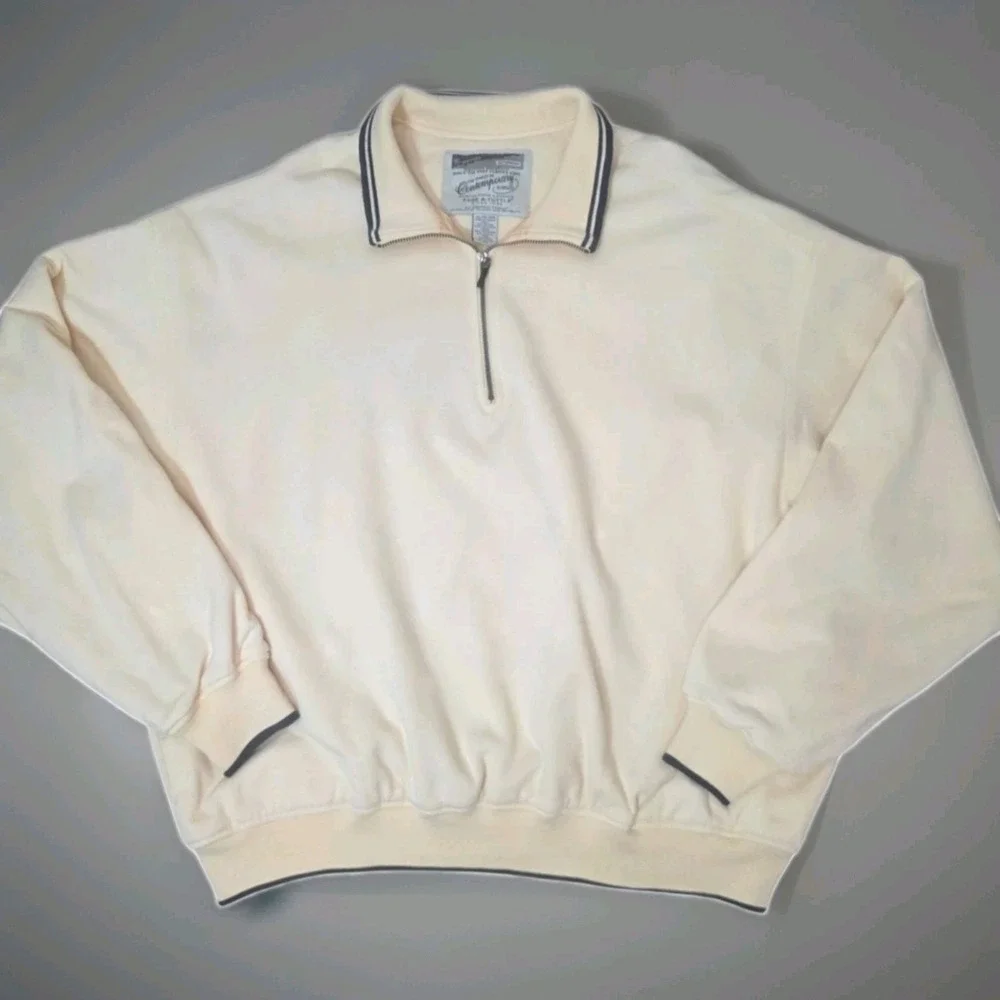 Page & Tuttle Mens XL 1/4 Zip Pullover Yellow Preppy Golf Country Club 90s